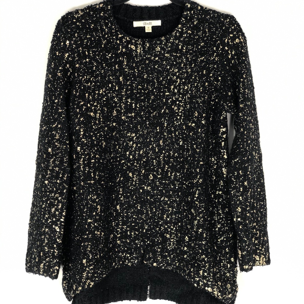 AnM black and metallic gold sweater, size M.